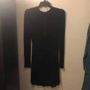 Black reformation dress with from opening.